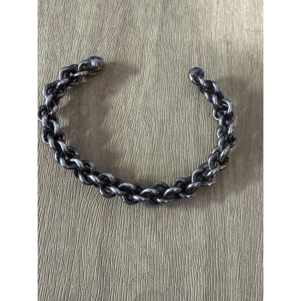 Chainmaille Silverplate Viking Cuff  Woven Dark  Silver Bracelet 6 1/2" - Picture 4 of 7